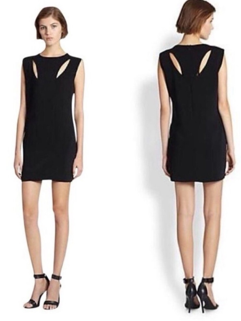 Line & Dot Peekaboo Cut Out Sleeveless Mini Shift Dress, Black, Medium